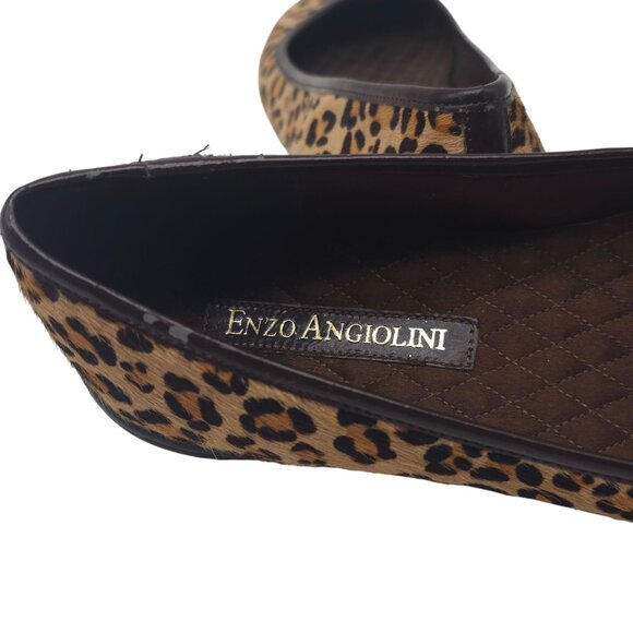 Enzo Angiolini Womens Leopard Print Square Toe Flats 6 M Faux Fur Slip-Ons - Picture 6 of 8